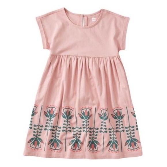 TEA Collection Girls Lotus Graphic Dress In Pink Zephyr‎ Sz 12 - Picture 1 of 7